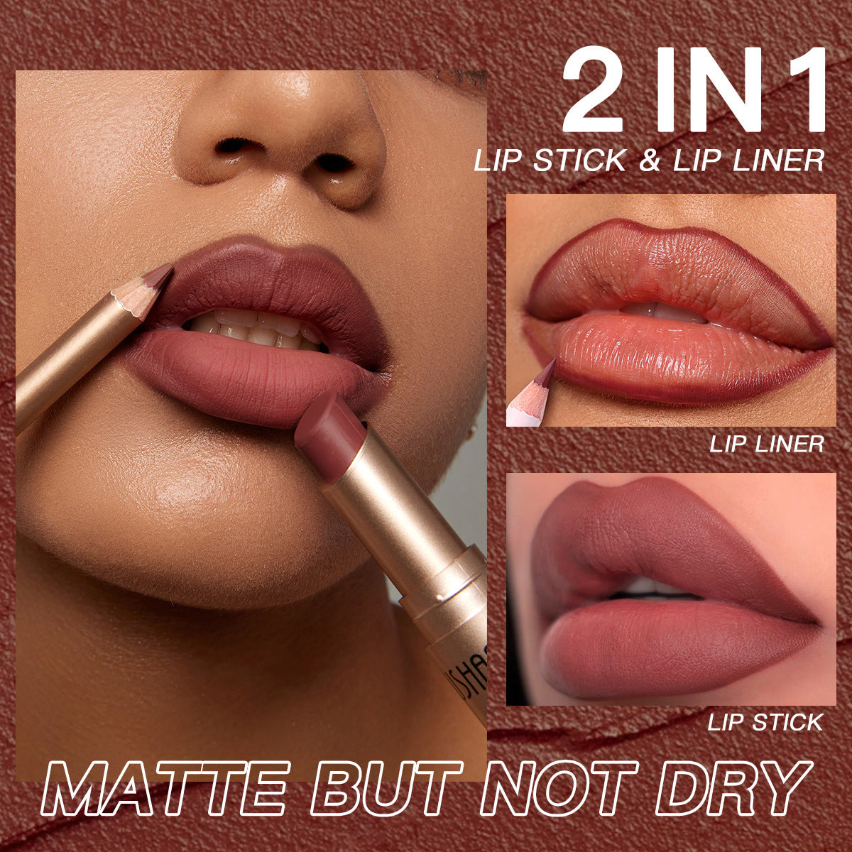 Long-Lasting Matte Lipstick & Lip Liner Set - Waterproof Non-Transfer 12 Color Collection