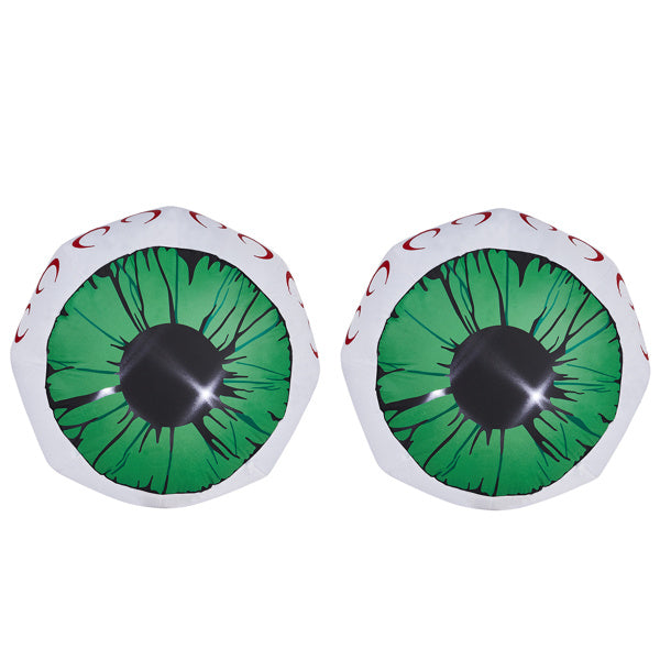 2PCS 3ft Green Eyeball Halloween Inflatables - 2 White LED Lights