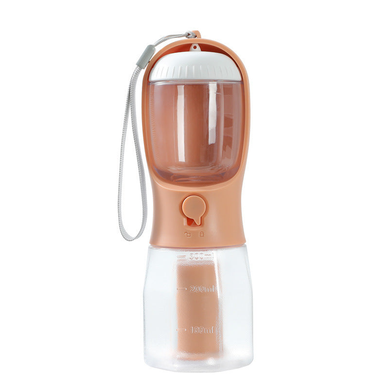 Dog Water Cup 3-in-1 Portable - Drinking Bottle, Food Container & Waste Bag Dispenser for Travel