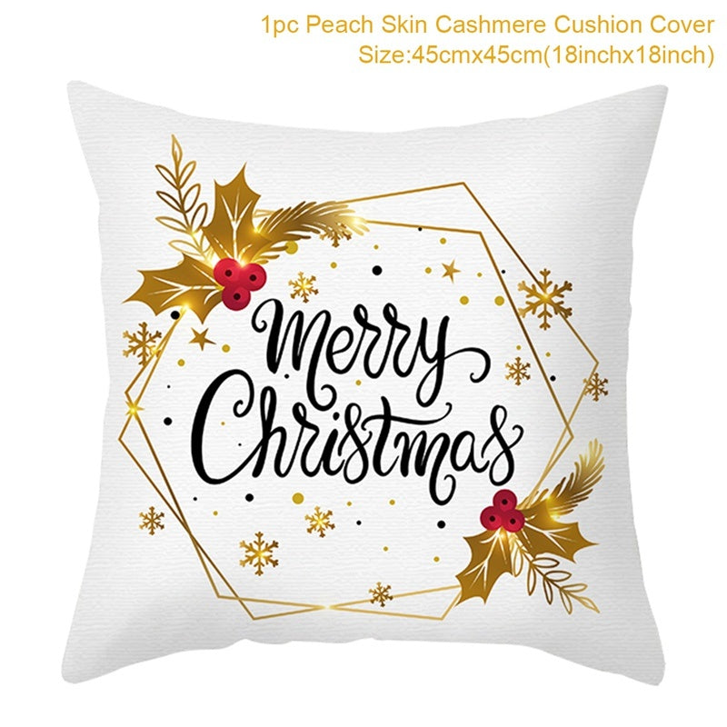 Christmas Printed Throw Pillow Cushion Cover - Festive Linen Holiday Decoration for Home