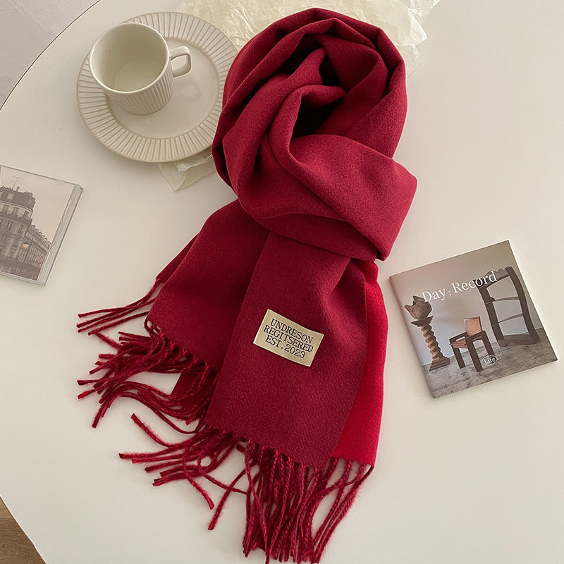 Double-Sided Artificial Cashmere Scarf - Women's Winter Warm Couple Scarf
