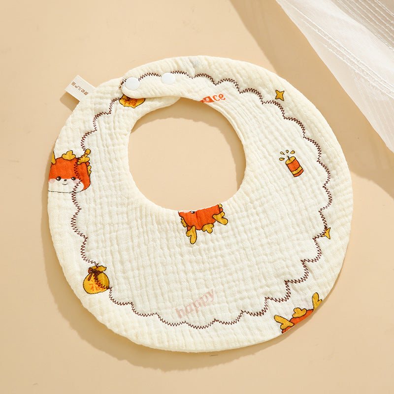 Baby Bib Set - 6-Layer Cotton Anti-Spill Round Bibs