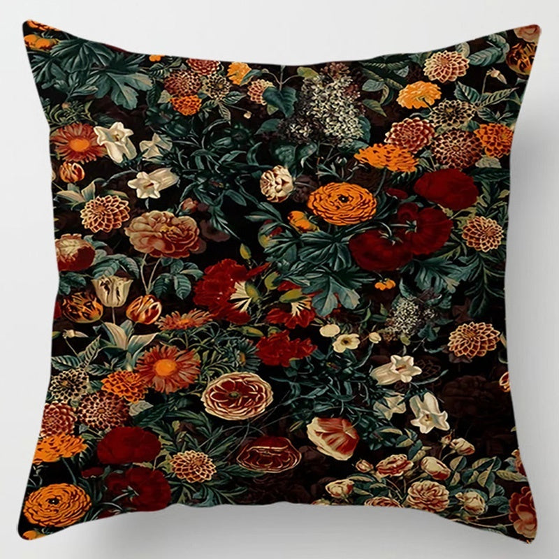 Floral Plant Pattern Cushion Cover - Botanical Bedroom Decor Throw Pillow Case