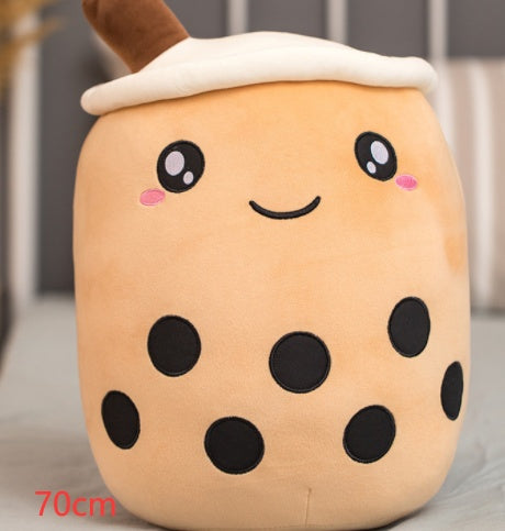 Boba Tea Plush Toy - Cute Strawberry Milk Tea Stuffed Animal Pillow Cushion for Kids