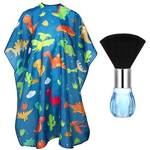 Children's Haircut Apron, Professional Hair Salon Cutting Apron, With Neck Cleaning Brush And Adjustable Buckle For Adults, Cartoon Dinosaur Pattern-Ban On Amazon Sales