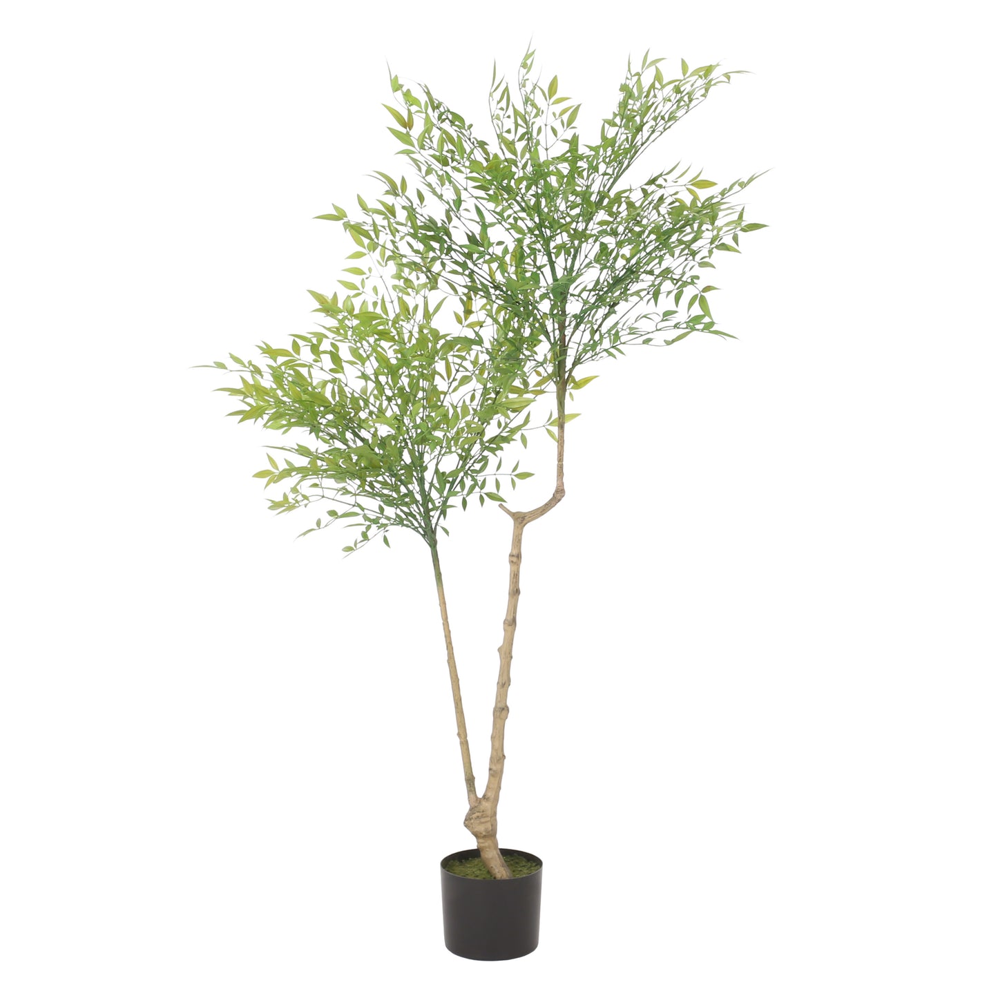 120CM artificial Nandina plant with green polyethylene leaves in a black pot.