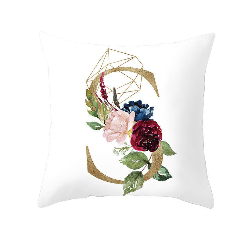 Nordic Style Pillowcase Geometric Golden Letter Pillowcase Peach Skin Sofa Cushion Household Goods