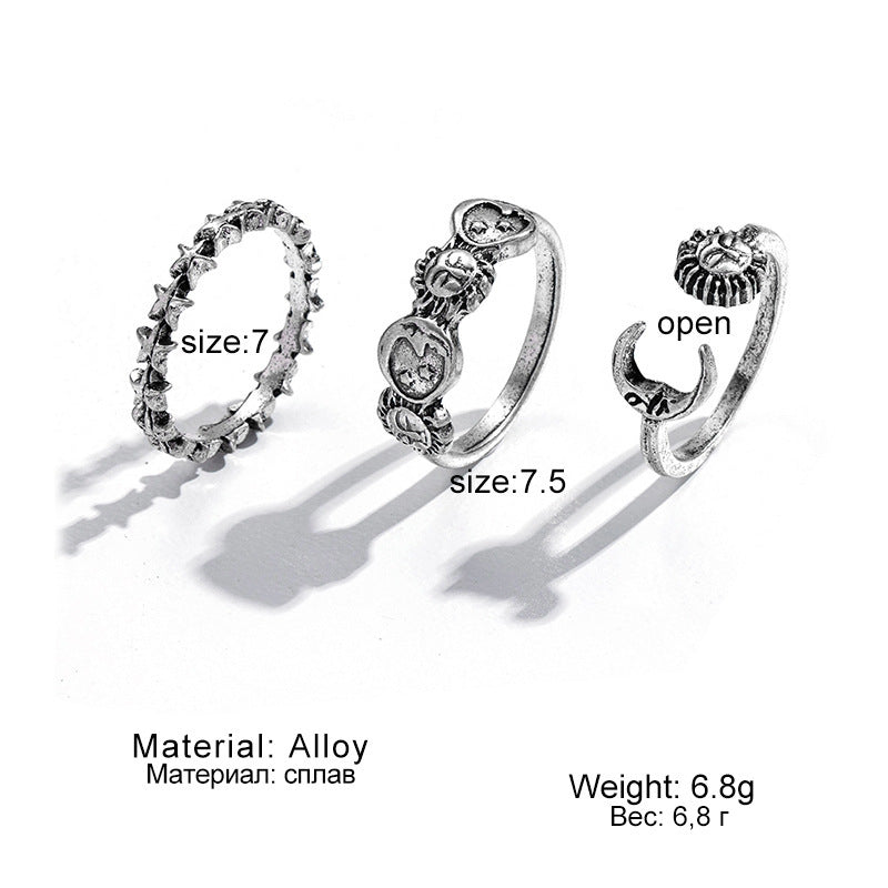 Hot Selling Creative Personality Butterfly 2-Piece Ring Set - Punk Style Couple Rings