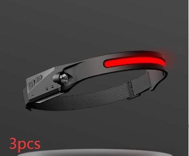 COB LED Rechargeable Headlamp - 350 Lumens Wave Sensor Waterproof Headlight for Camping & Outdoor