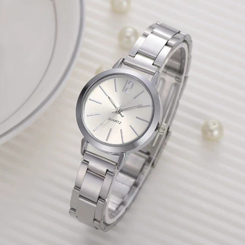 Gold Steel Band Quartz Watch - Elegant Bracelet Timepiece