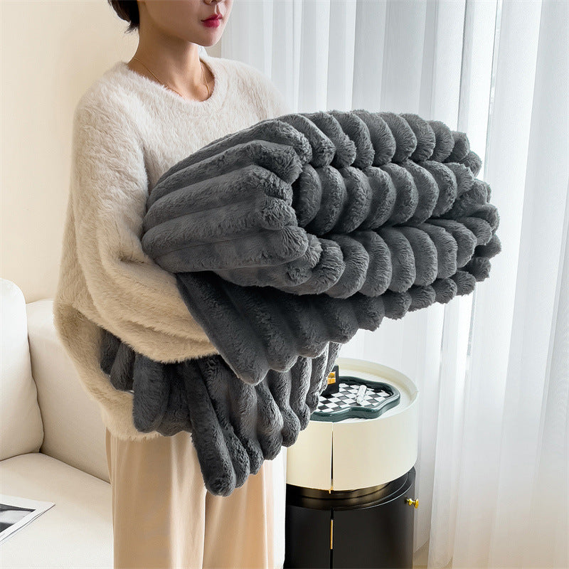 Luxurious Rabbit Fur Fluffy Blanket - Multi-Functional Nap Mat | Pink Plush 70x100cm