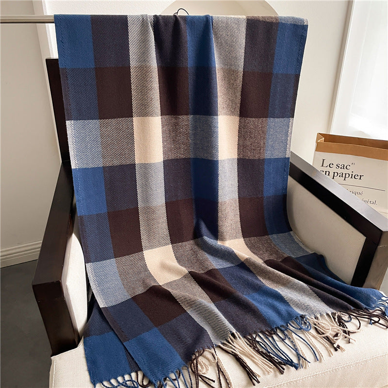 Korean Style Contrast Color Artificial Cashmere Scarf - Women's New Winter Scarf