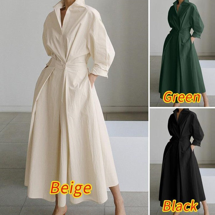 Collared shirt with loose cuffs sleeveless dress