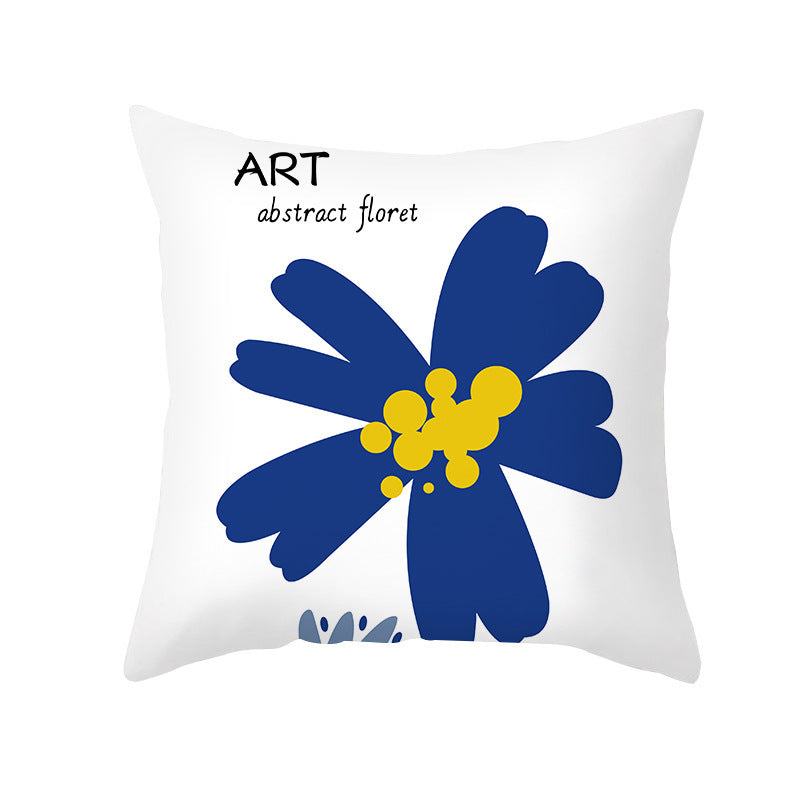 Ins Blue Abstract Super Soft Printing Pillowcase - Retro Art Sofa Cushion for Modern Home