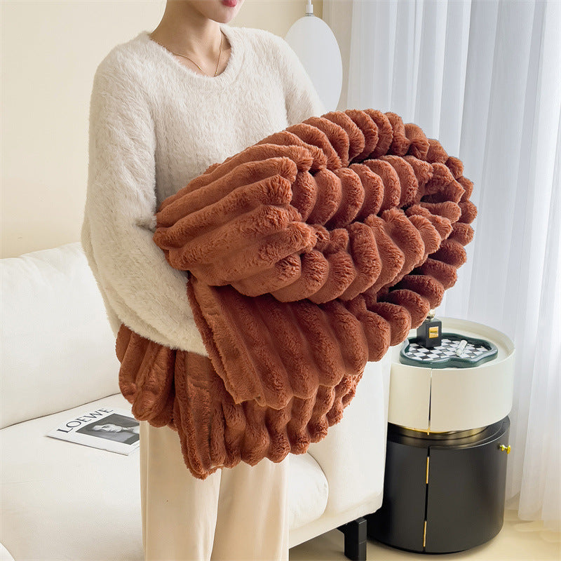 Luxurious Rabbit Fur Fluffy Blanket - Multi-Functional Nap Mat | Pink Plush 70x100cm