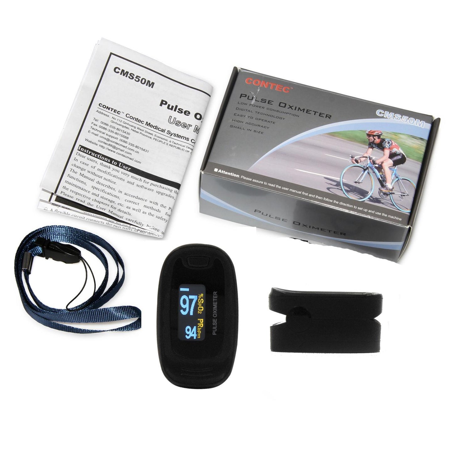 Finger-clip Pulse Oximeter, Blood Oxygen Saturation And Heart Rate Monitoring, With Soft Case, FDA Approved