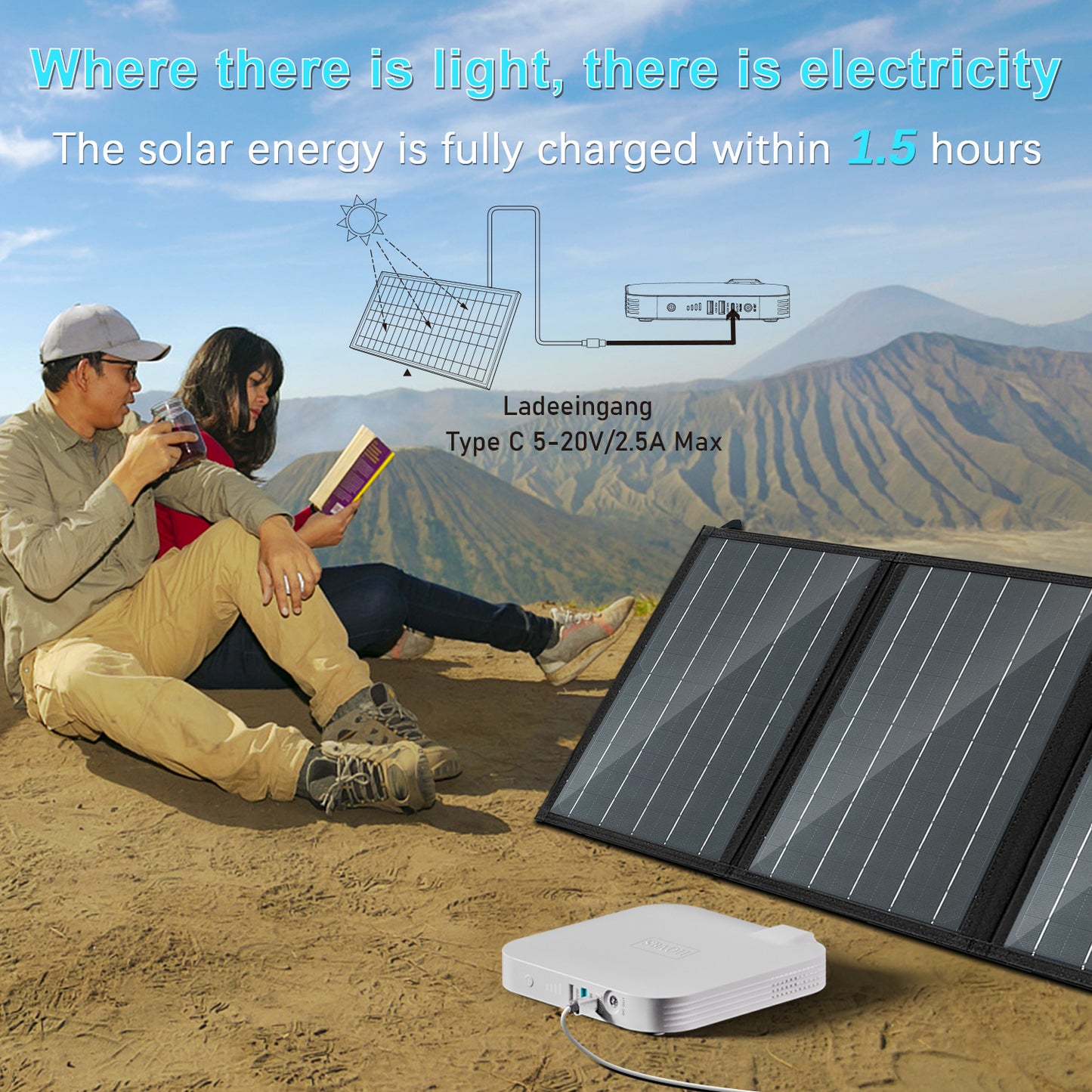 99.9W Camping Power Station - 88.8Wh 24000mAh Portable Emergency Backup Power