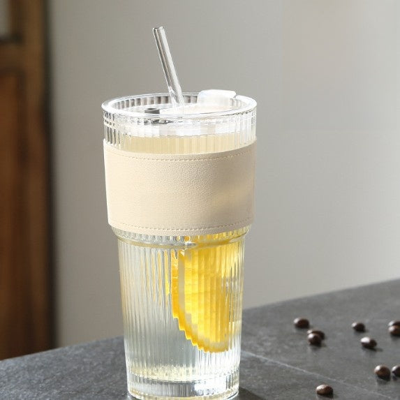 Premium Glass Cold Drink Cups - Stylish Coffee & Juice Tumblers
