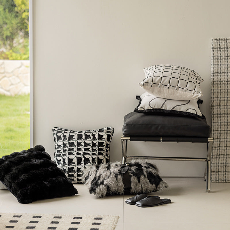 Modern Simple Plush Cushion Sofa Bedroom Bedside Pillow Cover