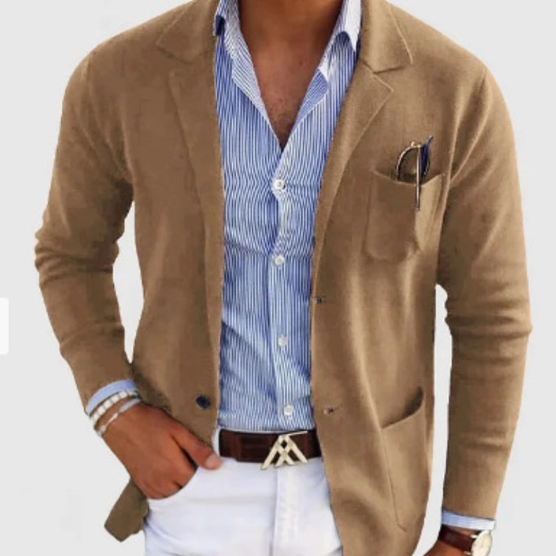 Men's Spring Leisure Printed Double Button Suit Jacket - Casual Business Blazer