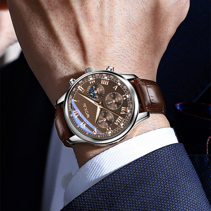 Fashion Quartz Watch - Leather Strap Timepiece