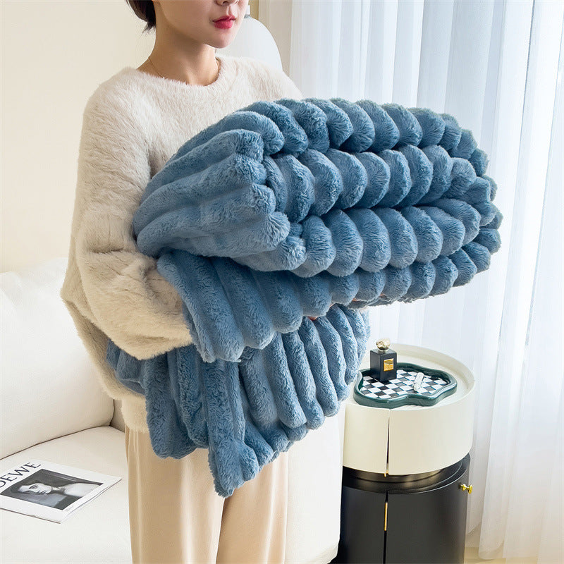 Luxurious Rabbit Fur Fluffy Blanket - Multi-Functional Nap Mat | Pink Plush 70x100cm