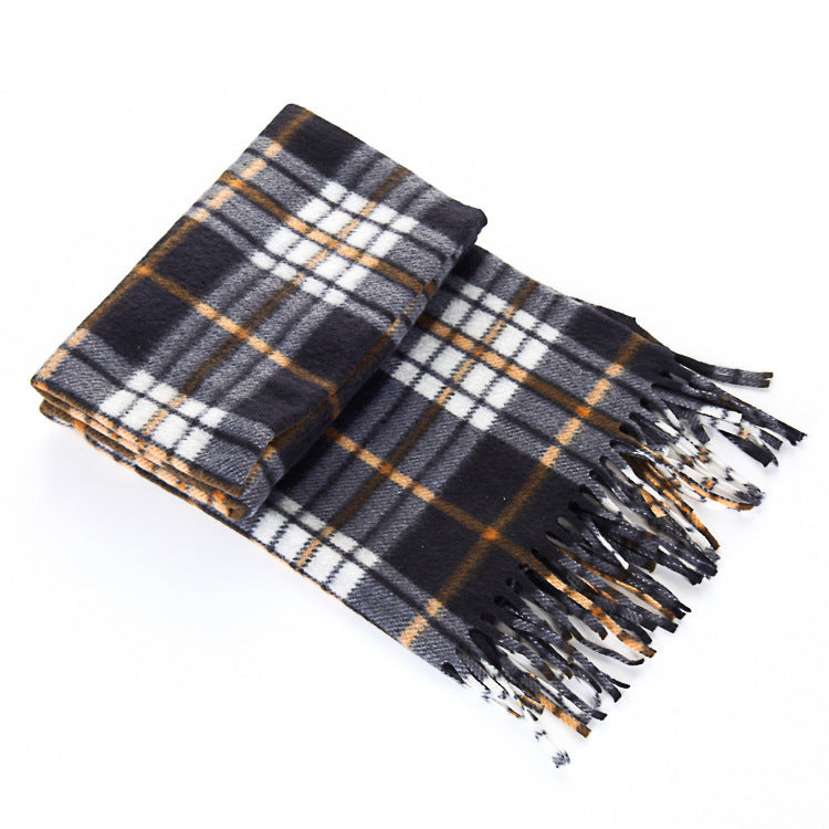 Unisex Black & White Plaid Thermal Scarf - Plus Size Winter Wrap