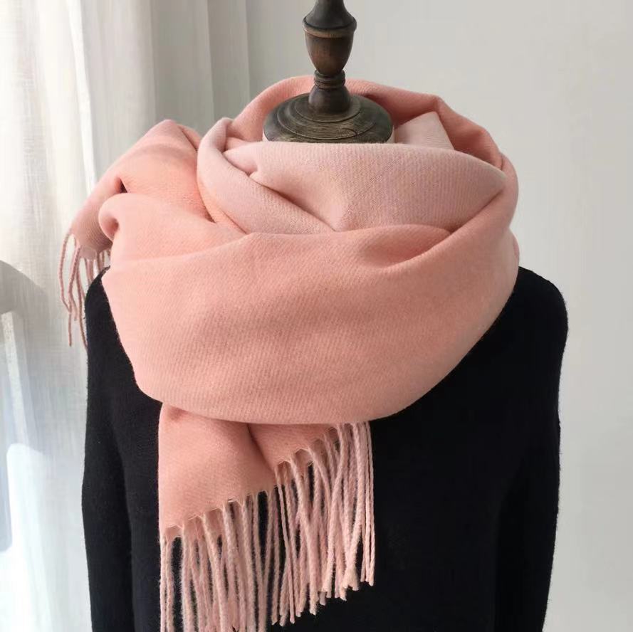Double-Sided Artificial Australian Wool Scarf Shawl - Reversible Warm Wrap