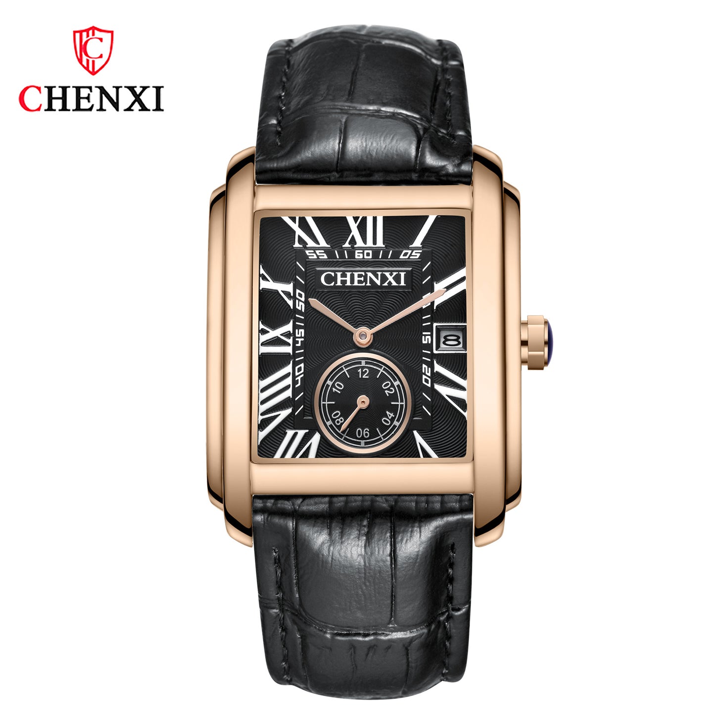 Men's Square Quartz Watch - Dawn Brand Direct Belt Timepiece