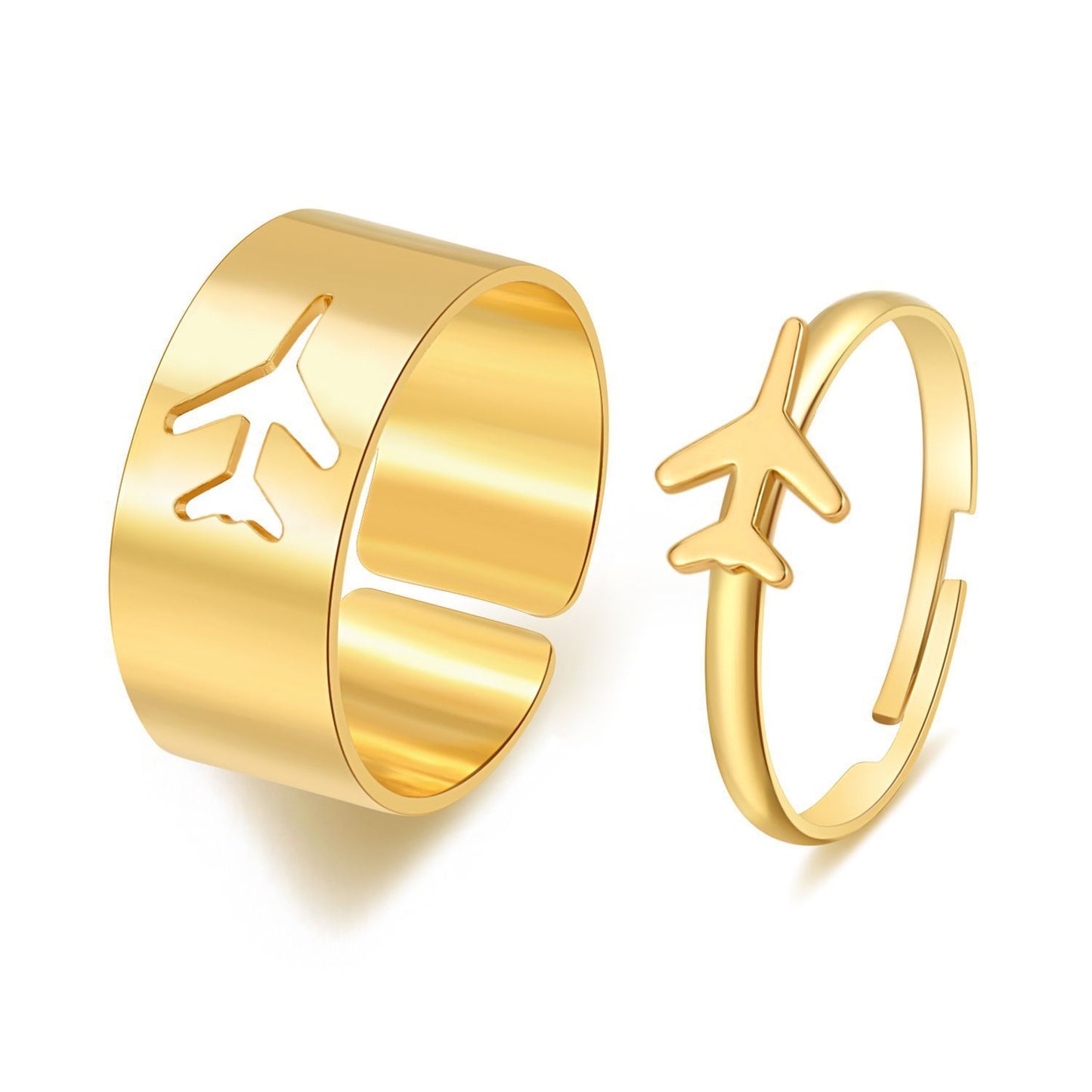 Hot Selling Creative Personality Butterfly 2-Piece Ring Set - Punk Style Couple Rings