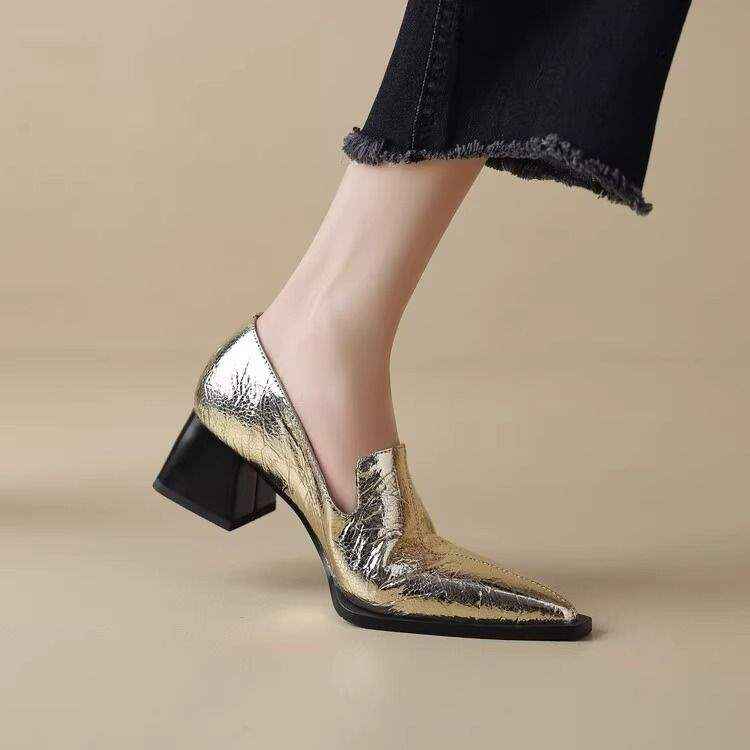 Crack Pointed Deep Mouth High Heels Women
