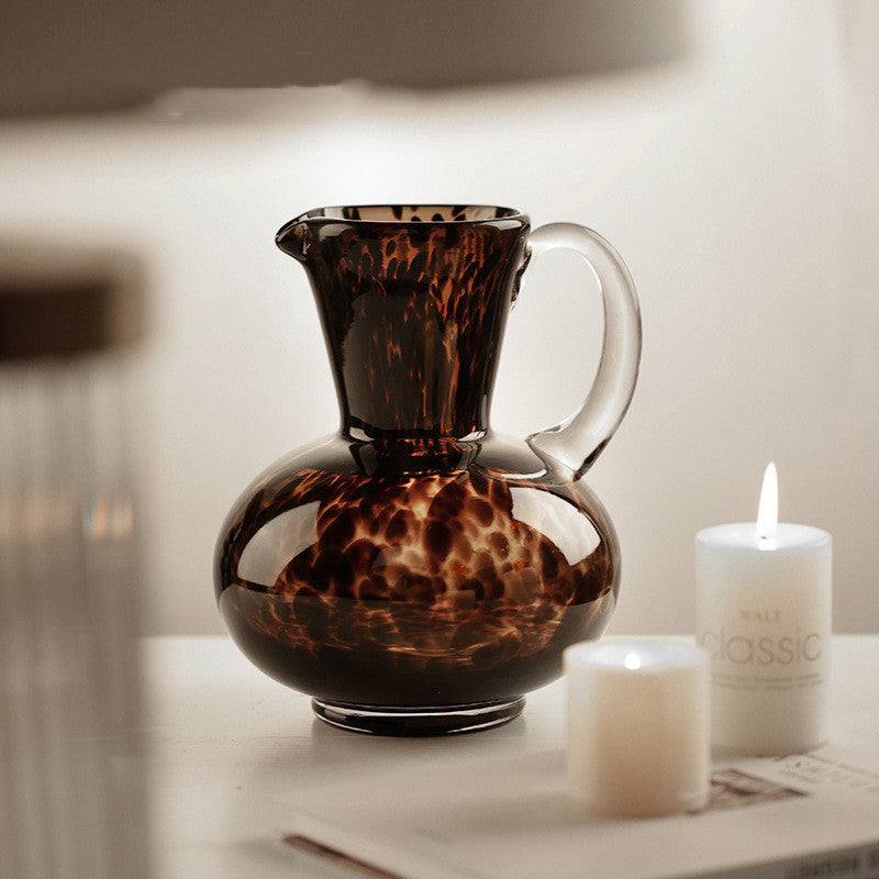Premium Tortoiseshell Glass Vase - Elegant Home Decoration Ornament