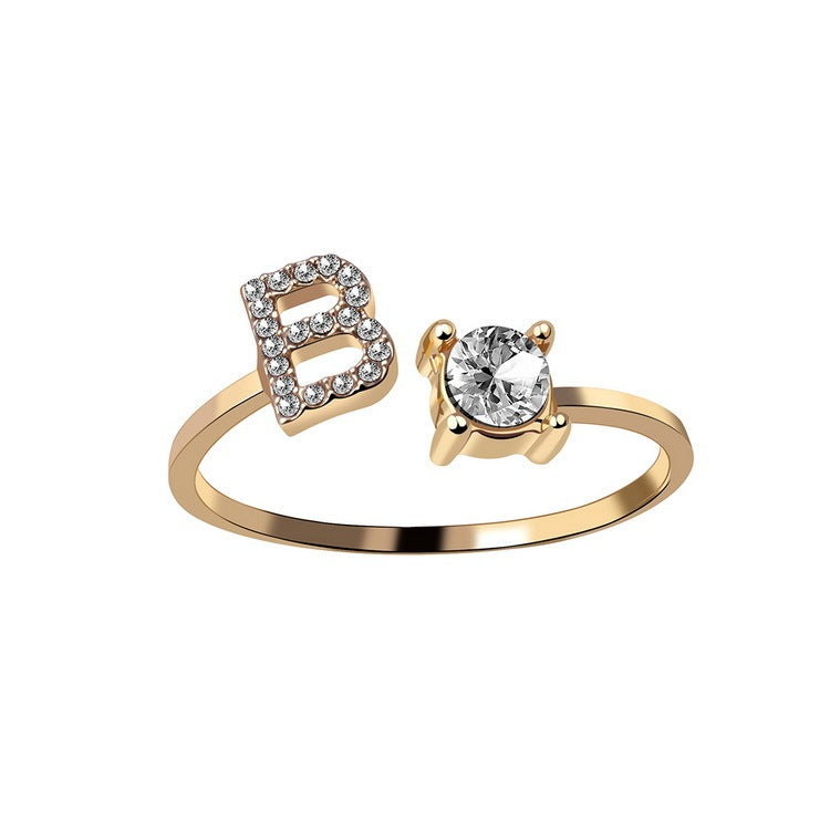 Adjustable Initial Letter Ring - Personalized Alphabet Jewelry