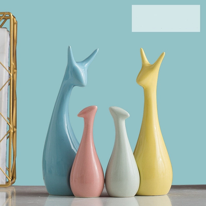 Premium Ceramic Home Decoration Ornaments - Modern Apple Pink Design