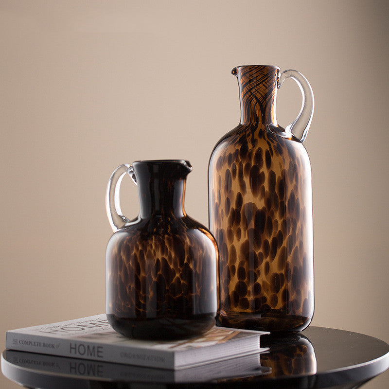 Premium Tortoiseshell Glass Vase - Elegant Home Decoration Ornament