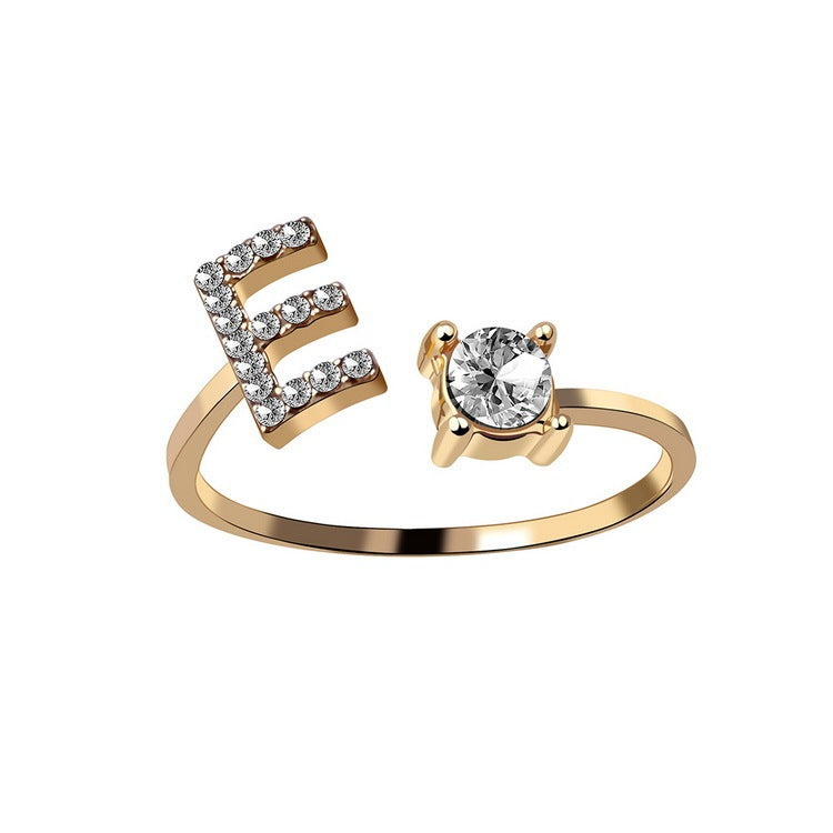 Adjustable Initial Letter Ring - Personalized Alphabet Jewelry