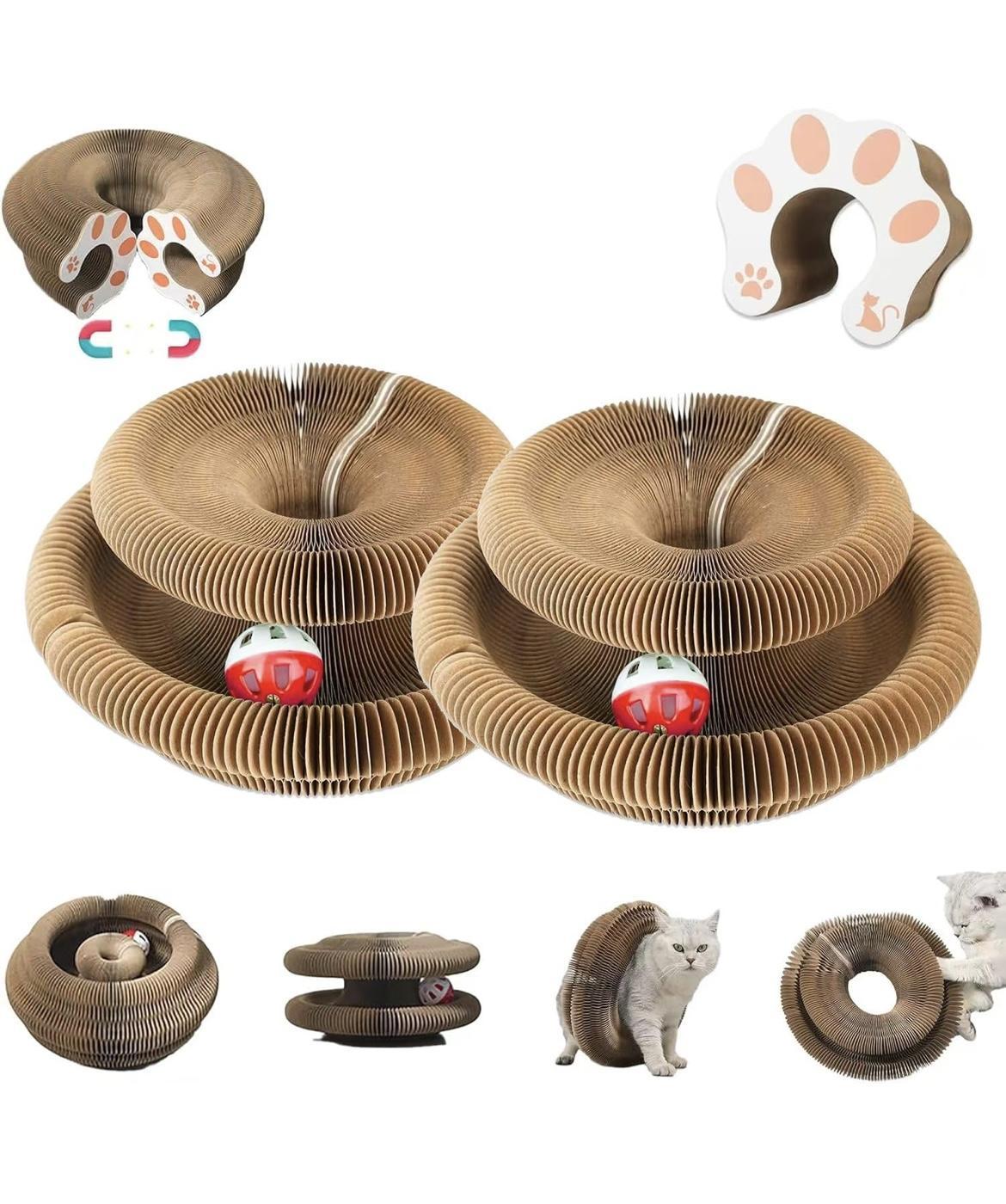 Cat Curl Scratching Board - Foldable Corrugated Cardboard Magic Organ Interactive Toy