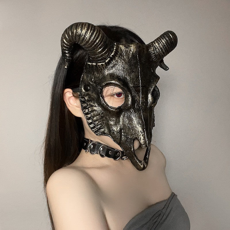 Halloween Half Face Mask - Werewolf White Design