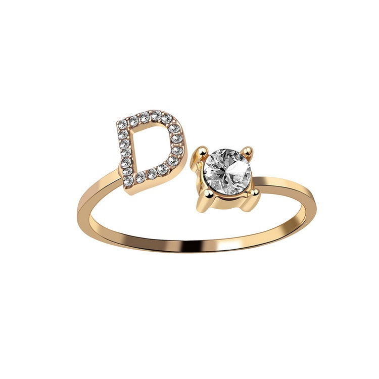 Adjustable Initial Letter Ring - Personalized Alphabet Jewelry