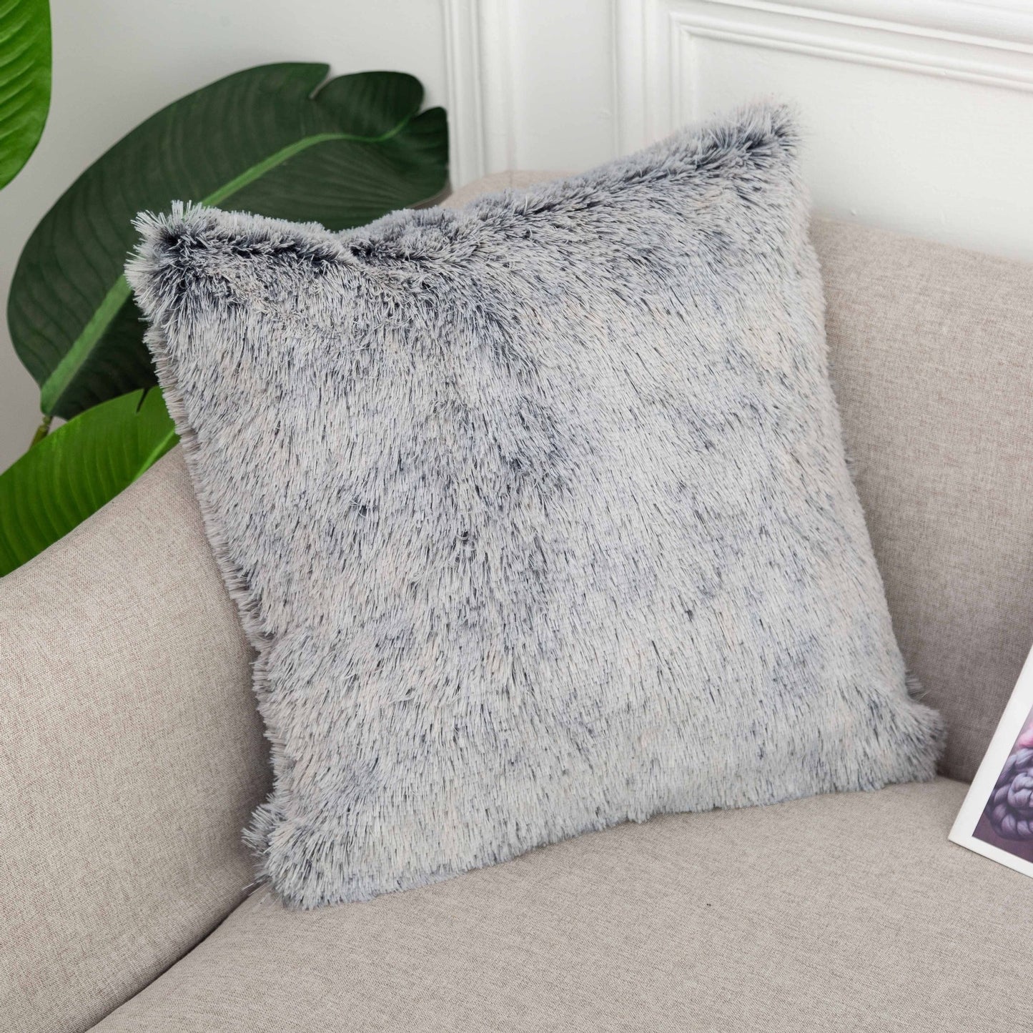 Long hair gradient color pillowcase back cushion plush pillowcase