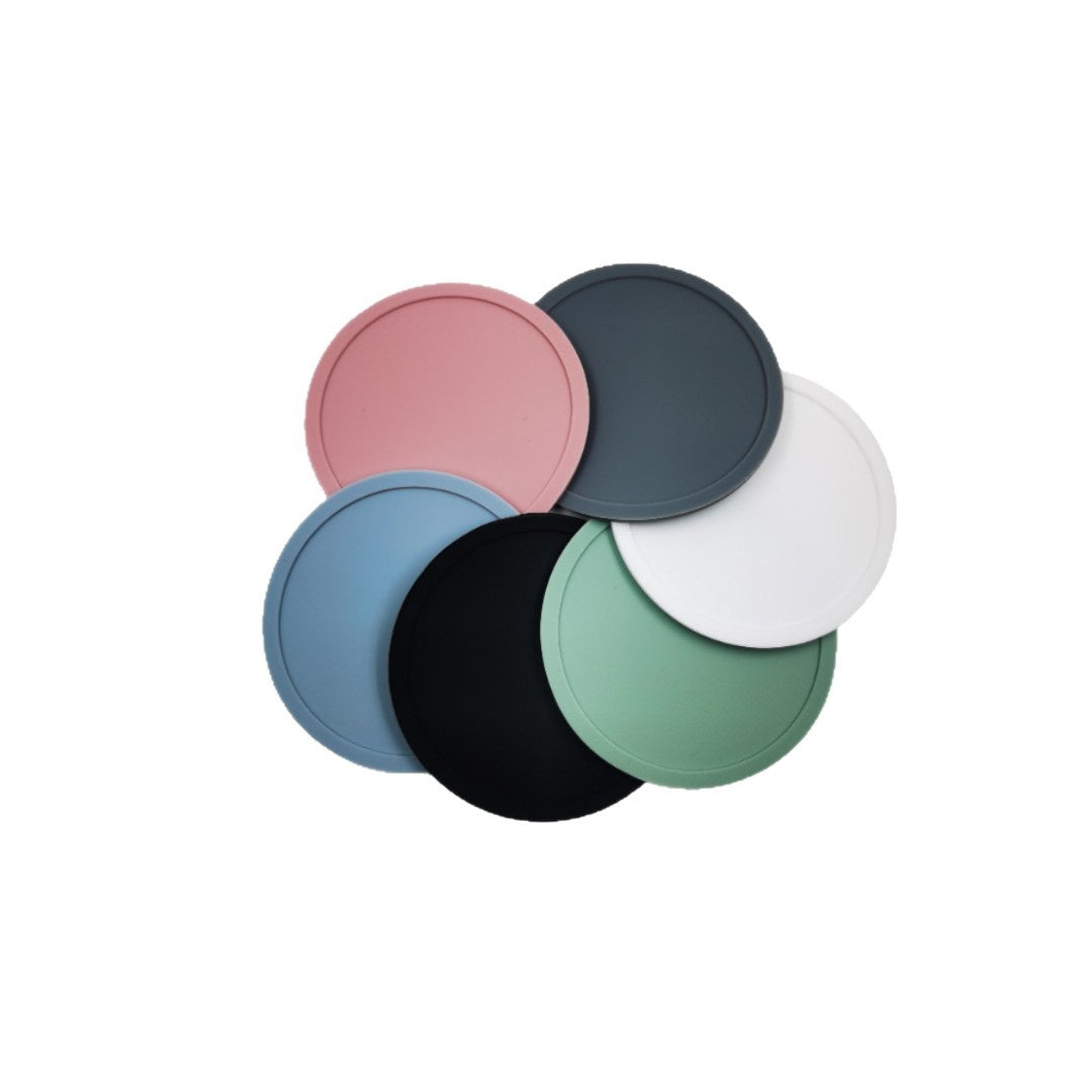 Premium Round Silicone Coasters - 10cm Black Non-Slip Set