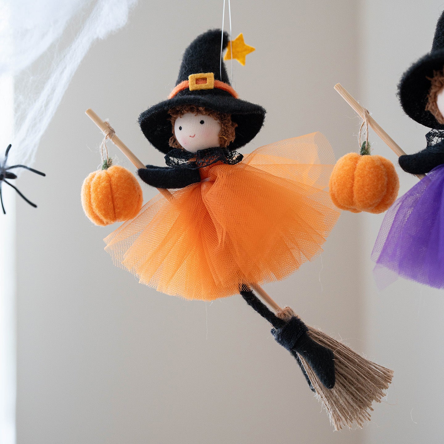 Halloween Broom Girl Angel Pendant - European Style Decoration