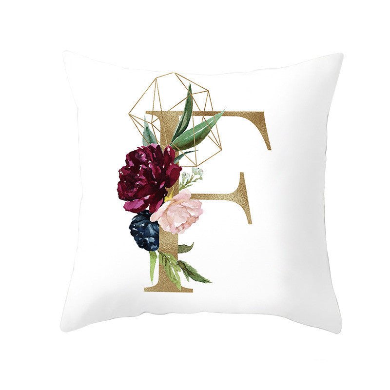Nordic Style Pillowcase Geometric Golden Letter Pillowcase Peach Skin Sofa Cushion Household Goods