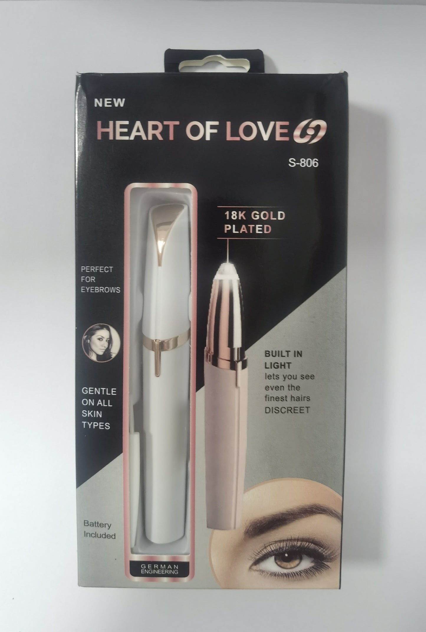 Mini Electric Eyebrow Trimmer - LED Light Painless Hair Remover Lipstick Size