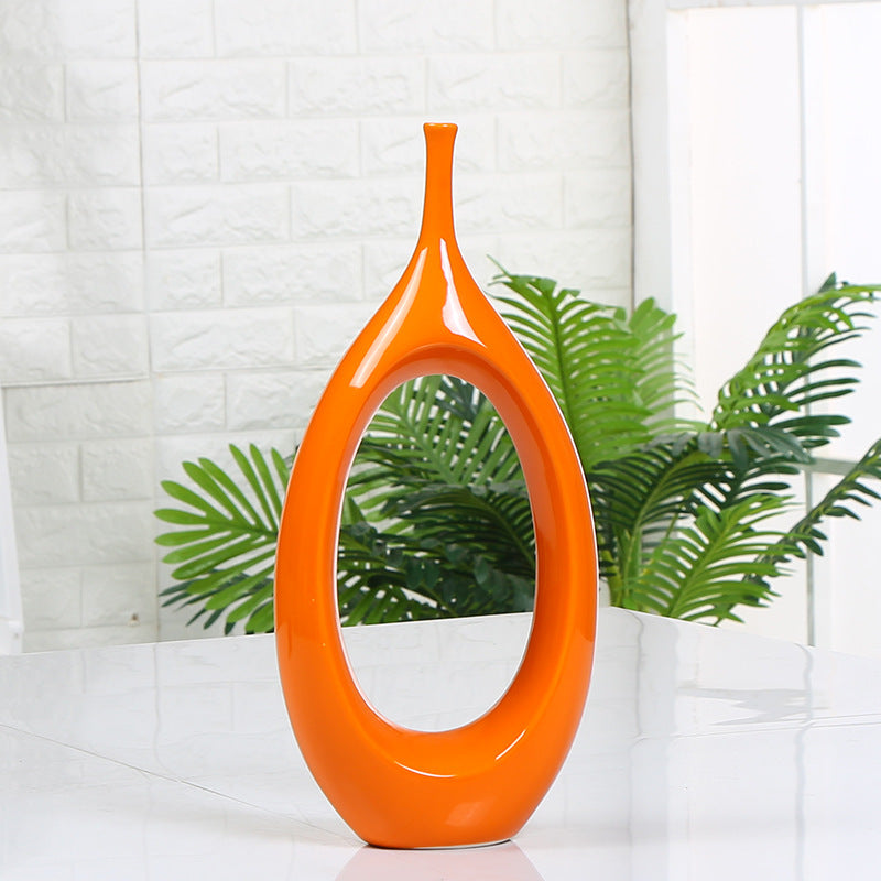 Premium Hollow Ceramic Vase - Modern Home Decoration Centerpiece