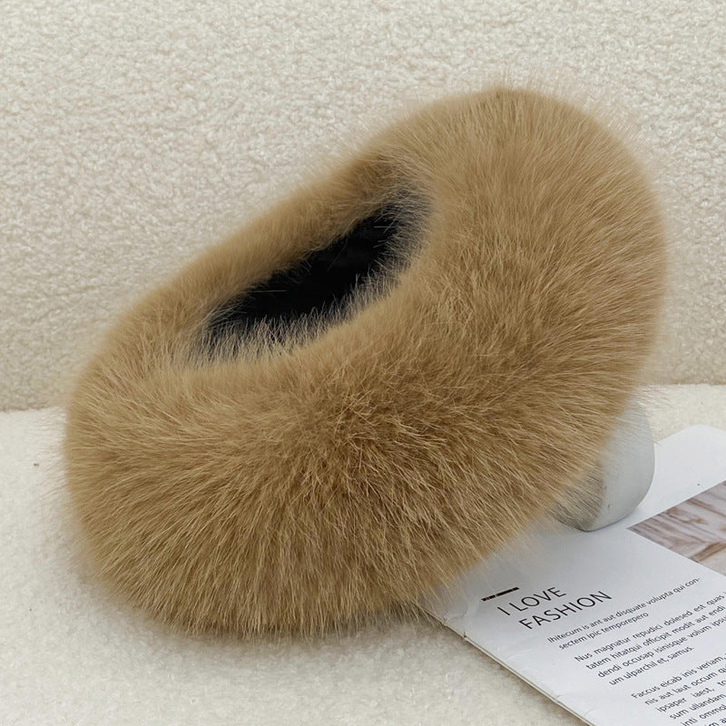Autumn Winter Fur Hair Ring Hat - Thickened Topless Design