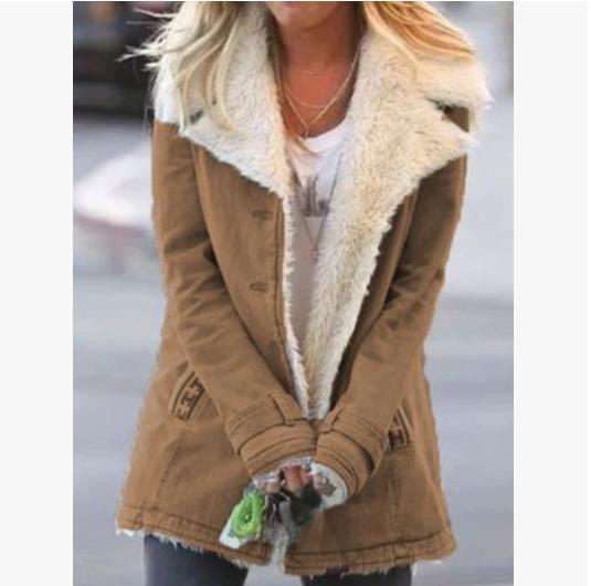 Women's Winter Warm Coat - Slim Fit Lapel Single-Breasted Jacket