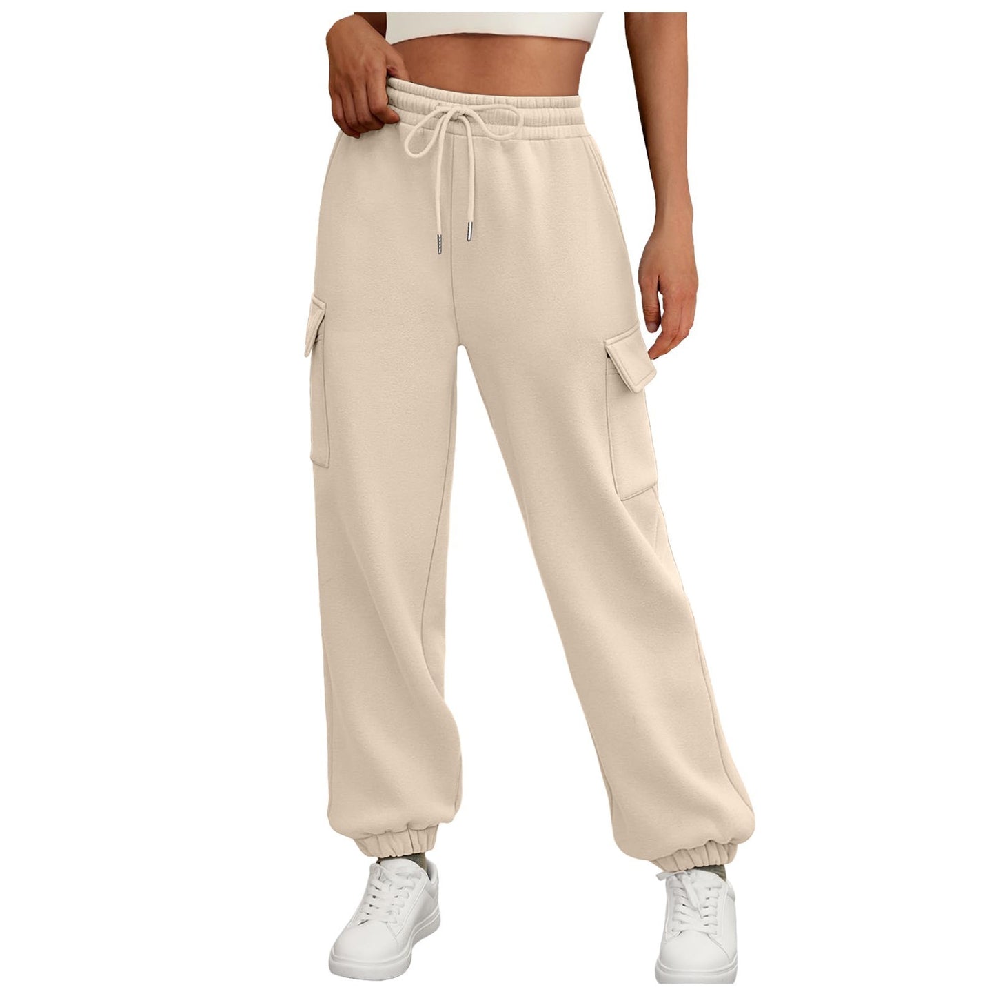 Women's Fleece-Lined Sweatpants - Baggy Athletic Jogger Trousers with Pockets