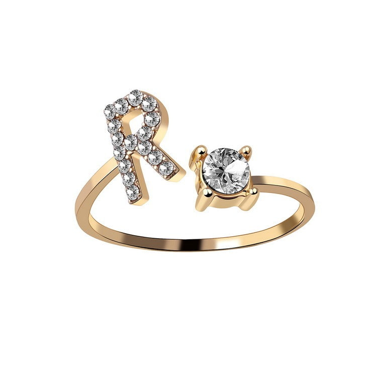 Adjustable Initial Letter Ring - Personalized Alphabet Jewelry