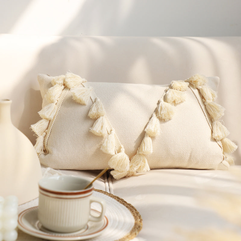 Pillowcase Tufted Pillow Solid Color Cover Waist Cushion